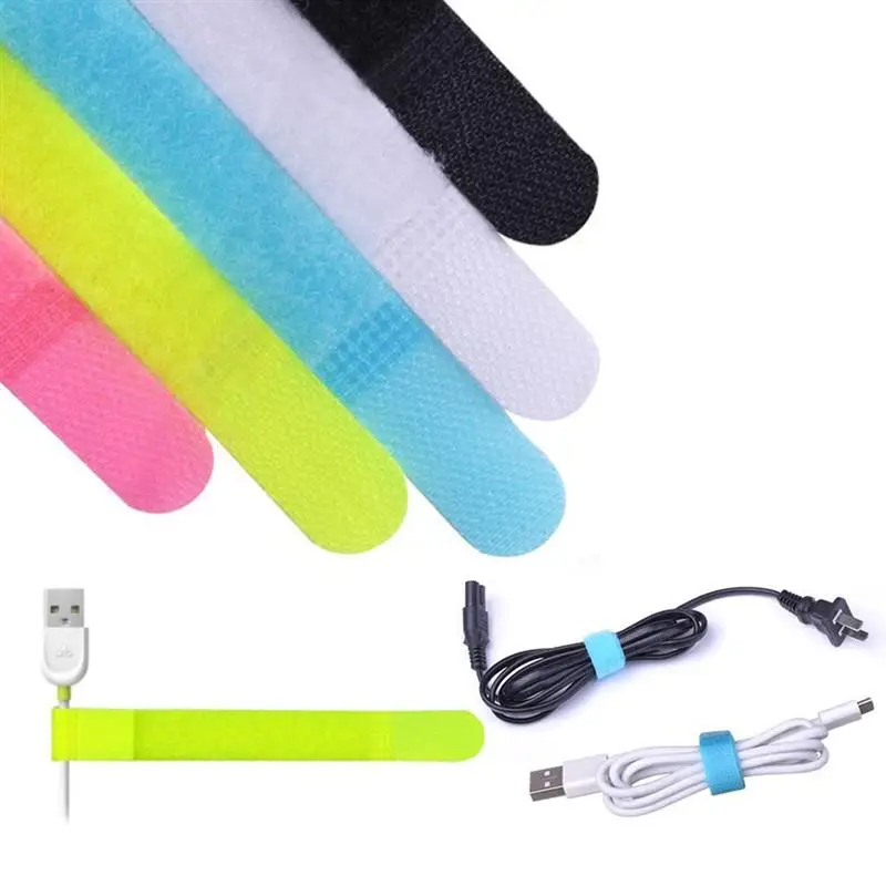 20pcs Reusable Colorful Nylon Strap Hook and Loop Cable Cord Ties Tidy Organiser