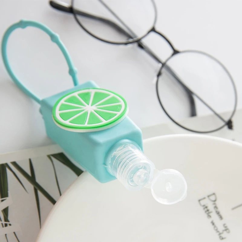 

5Pcs 30ml Refillable Empty Bottle with Colorful Cartoon Fruits Silicone Cover Portable Hand Sanitizer Container Hanging Disinfec