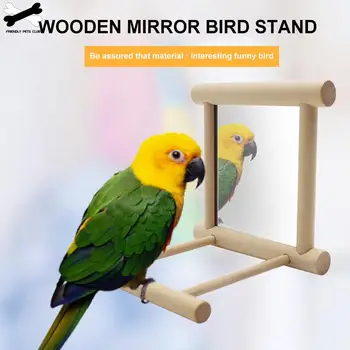 

Funny Wooden Pet Toy Mirror Fun Brid Toy For Cockatiel Parrots Small Birds Parrot Toys Pet Parrots Climb Accessories