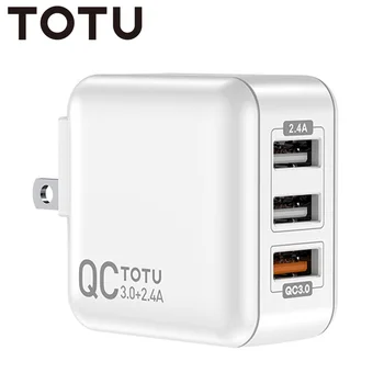 TOTU 米国、 EU 、英国プラグ充電 qc 3.0 + 2.4A 3 USB 旅行充電器電源アダプタ iphone サムスン Xiaomi huawei 社電話充電