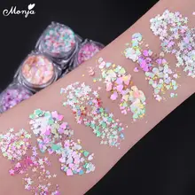 Monja 6 цветов Хамелеон дизайн ногтей голографические блестки хлопья УФ Гель-лак Сердце Звезда самоклеющиеся блестки DIY украшения