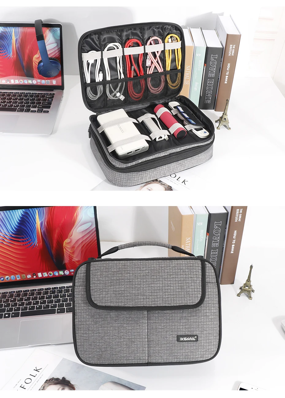 IKSNAIL EVA тканевая водонепроницаемая сумка на плечо, органайзер для iPad, USB кабель для передачи данных, зарядное устройство для наушников, сумка для хранения в дороге, сумки для цифровых гаджетов
