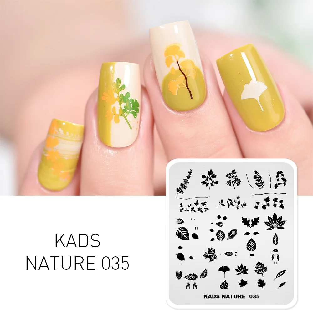 Nature 035 KADS стемпинг ногтей природа ногтей штамповки пластины Мода из нержавеющей стали для украшения ногтей стемпинговая пластина - Цвет: Nature 035