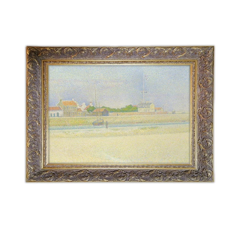 

Framed Georges Seurat channel of gravelines, grand fort-philippe framed wall art with Easy Assemble DIY Wood Frame