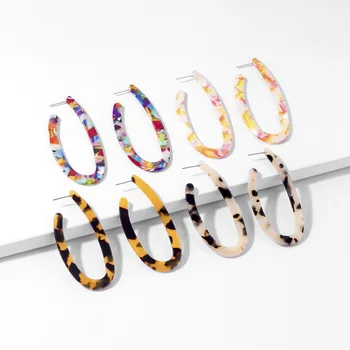 

Fashion Personality Acrylic Unusual Earrings For Women Leopard Print Acetic Acid Circle Earing Bohemian Colorful Women's Earring