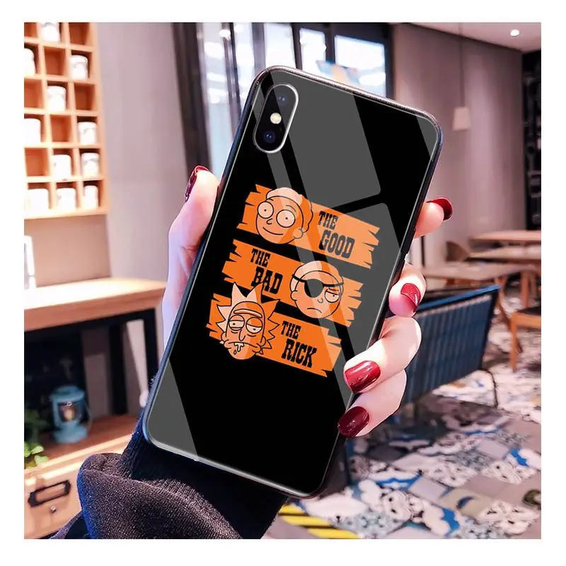 Yinuoda Рик и Морти чехол для телефона из закаленного стекла для iPhone 11 Pro XR XS MAX 8X7 6S 6 Plus - Цвет: A4