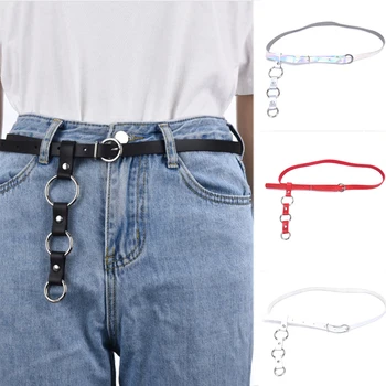 

Hot Sale Triangle Round Buckle Belts Female HOT Leisure Jeans Wild Belt Metal Buckle Black Strap Belt For Women