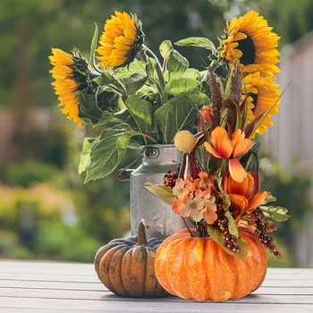 

1Pc Halloween Elegant Pumpkin Decorations Imitate Maple Leaf Decoration Orange