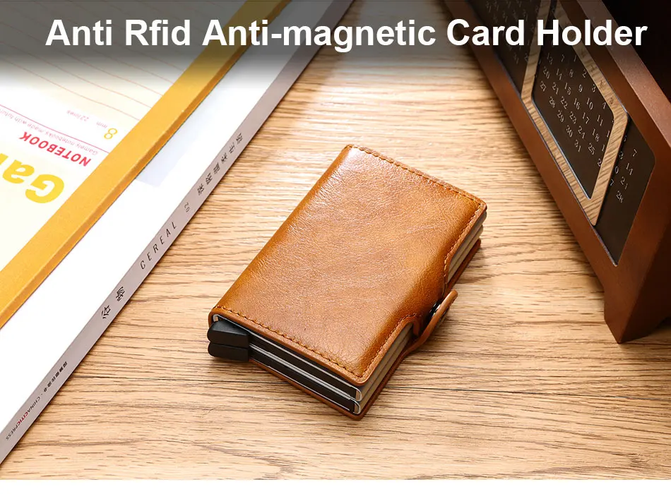 DIENQI Rfid Блокировка Анти-магнитный держатель для карт винтажный бизнес кража кошелек кожаный бренд Кредитная Корзина Держатель металлический кошелек