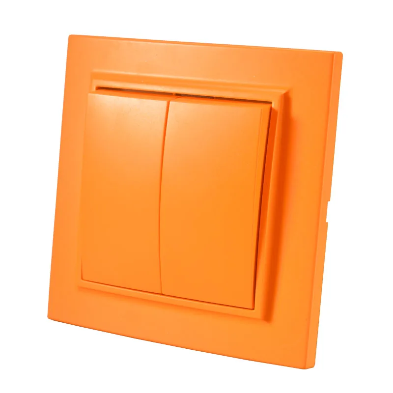 Выключатель света, двухсторонний цветной европейский стандарт, DIY декоративный настенный выключатель, 10А 250 В legrand Schneider EP-02 YellowGreen - Цвет: Orange