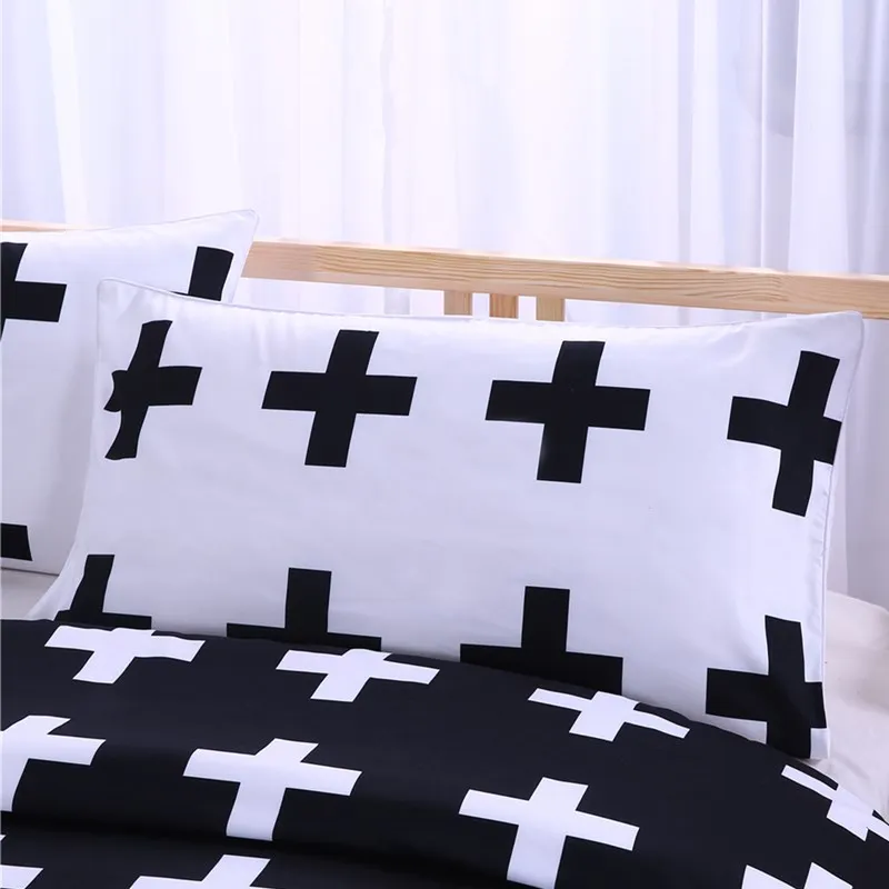 Черно-белый 3D домашний текстиль, 3 предмета, хлопковый лист, Комплект постельного белья, Скандинавская пара, спальня, двуспальная кровать, пододеяльник, наволочки