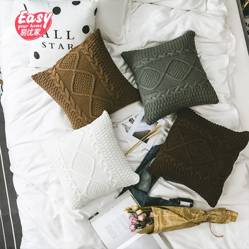 

Luxury Soft Knit Pillowcase 45*45cm Handmade Acrylic Cushion Cover Nordic Decorative Christmas Backrest Throw Pillow Cover Cases