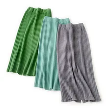 Новинка, женские зимние вязаные длинные юбки в рубчик