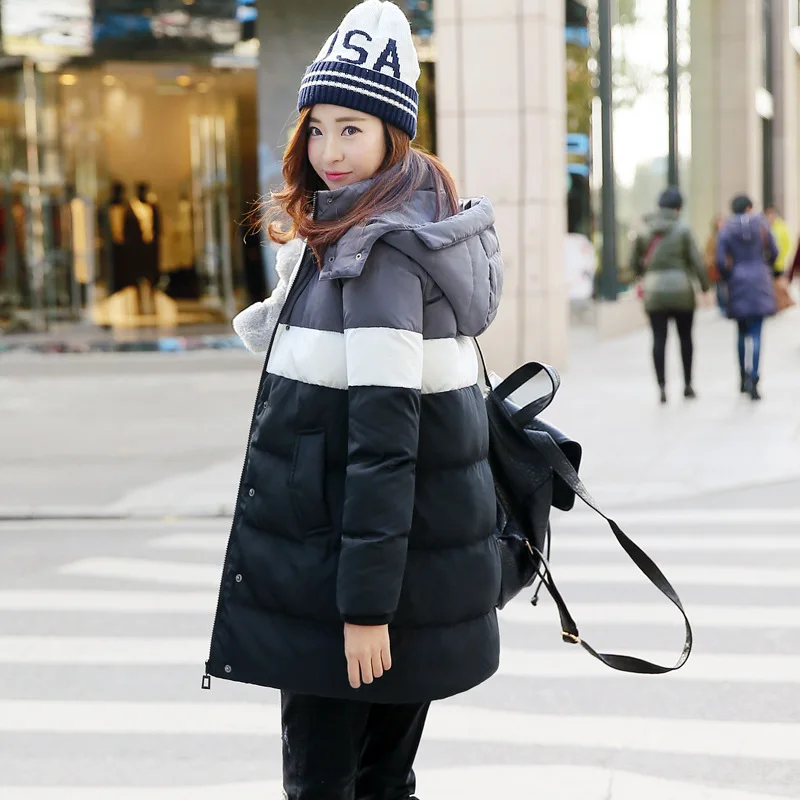 

2018 Winter Solid Color Zipper Straight-Cut Joint Mid-length Thick Long Sleeve