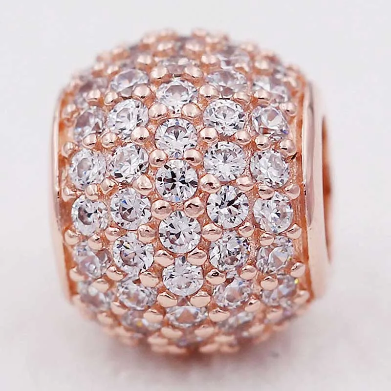

Original Rose Pave Sparkling Ball With Full Crystal Beads Fit 925 Sterling Silver Bead Charm Bracelet Diy Jewelry