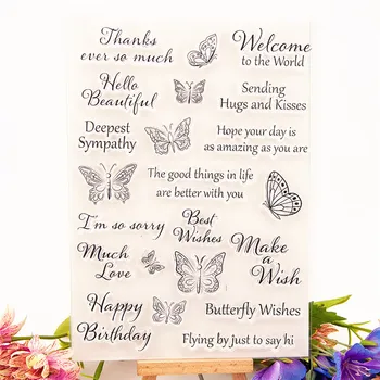 

15*21CM Hot selling Text butterfly transparent seal clear stamp silicone seal roller stamp DIY scrapbook album / card production