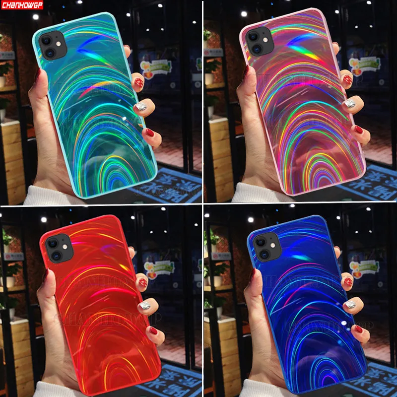 3D чехол с радужными блестками для iPhone 11 Pro Max 2019 XS XR X Aurora зеркальный мягкий 6 6S 7 8 Plus