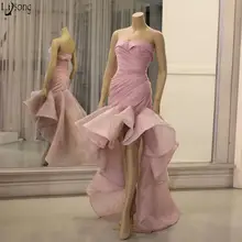Aso Ebi, арабское розовое вечернее платье с высокой талией, милое платье из органзы, платье русалки для выпускного вечера, дешевые вечерние платья