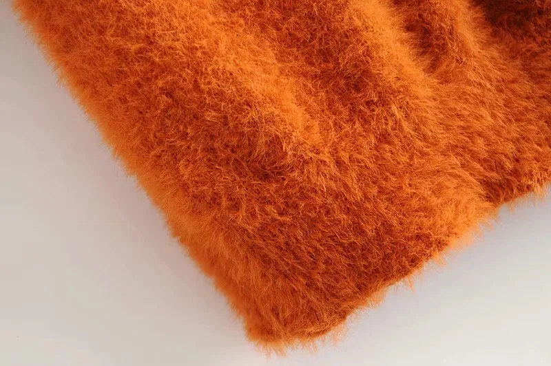 Женщины пушистый искусственный мех скольжения Camis In оранжевый