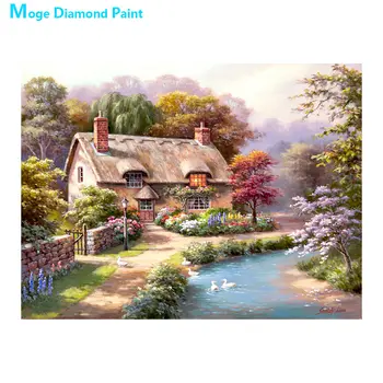 

Country Road Hut Pond Landscape Diamond Painting Oil Scenic Round Full Drill Nouveaute DIY Mosaic Embroidery 5D Cross Stitch