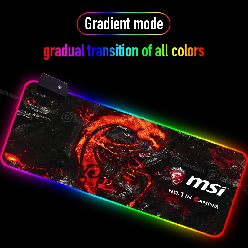 Gaming Mouse Pad RGB LED Lighting 900x400mm XL Large Dragon Pattern Keyboard Mousepad Natural Rubber Desk Mat Gamer For Laptop