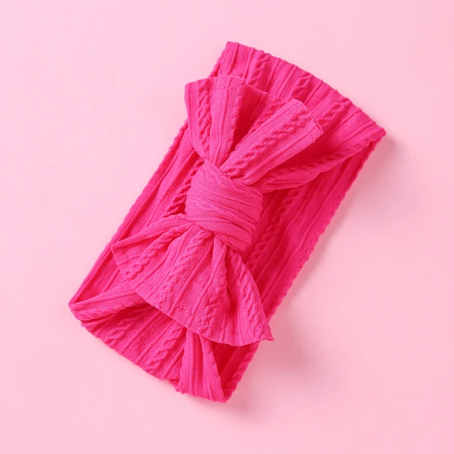 1PCS New Braid Nylon Bow Headbands,Cable Knit Solid Wide Nylon Headbands Turban, Baby Girls Head Wrap Hair Accessories 27 colors A2NSFB-9873-5