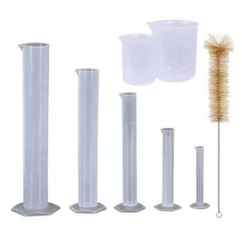 

5 Pcs Clear Plastic Graduated Cylinder, 10, 25, 50, 100, 250ml Q6PA