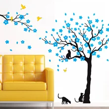 M-2809 персиковое дерево, два предмета, кот, ручная роспись, резная настенная клейкая бумага, поперечная граница, Amazon