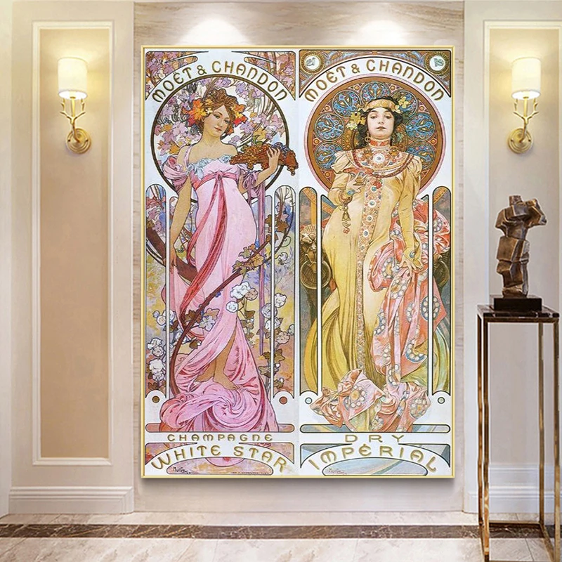 Alphonse Mucha винтажная иллюстрация холст картины искусство Nouveau плакаты и принты