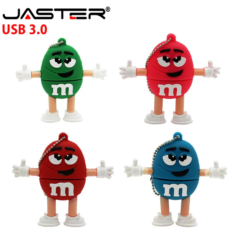 

JASTER USB 3.0 Cute Cartoon M&m's Chocolate M Bean 4gb/8gb/16gb/32gb/64GB Flash Drive USB Pendrive Memory Stick Pen U Disk