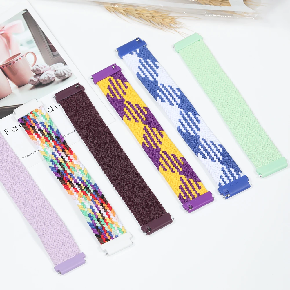 Braided Solo Loop band for Samsung Galaxy watch 4/classic/Active 2 Watchband 20mm 22mm Bracelet correa Amazfit GTS 2 mini strap