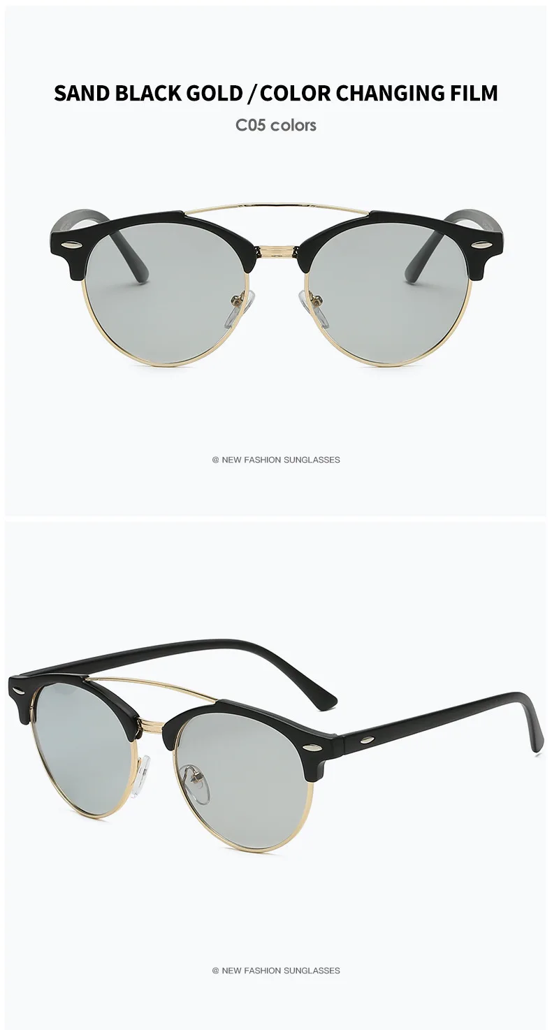 VCKA, круглые поляризационные солнцезащитные очки, ночное видение, обесцвечивание, женские Винтажные Солнцезащитные очки, мужские, зеркальные, UV400, оттенки, oculos de sol