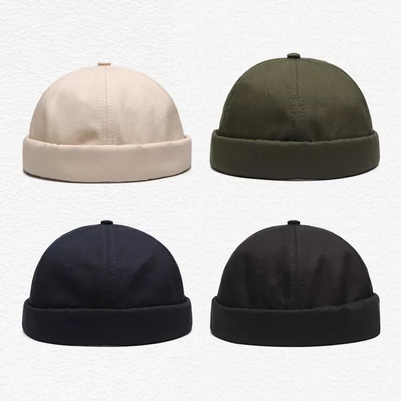 Spring and Summer Korean Style Yupi No Brim Skullcap Female Japanese-Style  Retro Fashion Couple Student Hip-Hop Street Chinese Landlord Hat Male