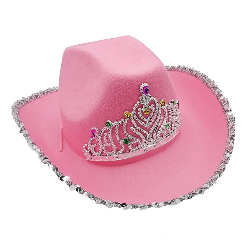 Women Girl Tiara Cowgirl Hat Cowboy Cap 