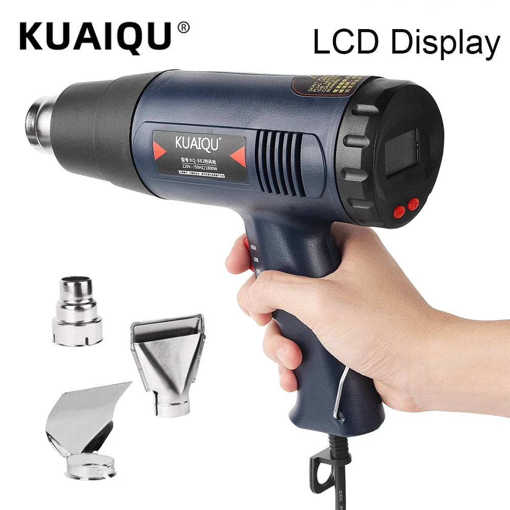 1800W Professional Electric Hot Air Gun Temperature-controlled Building Hair Dryer Heat Gun Soldering Tools Adjustable + Nozzle byintek k500 uhp overhead high lumens projector hologram computer video professional beam building outdoor advertising projector