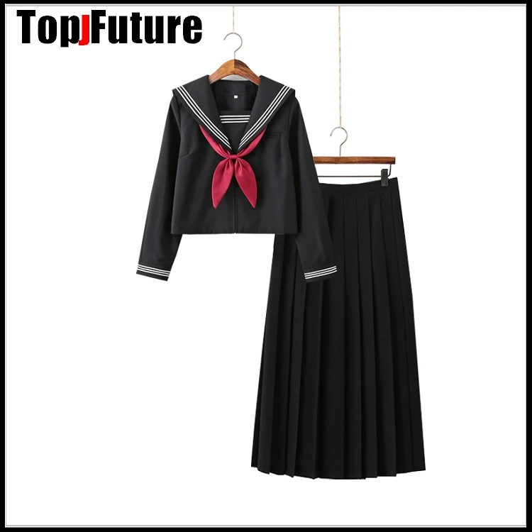 Basic JK uniform dress orthodox black Guanxi Lapel improved white three sailor suit Japanese summer student SCHOOL UNIFORM suit 3