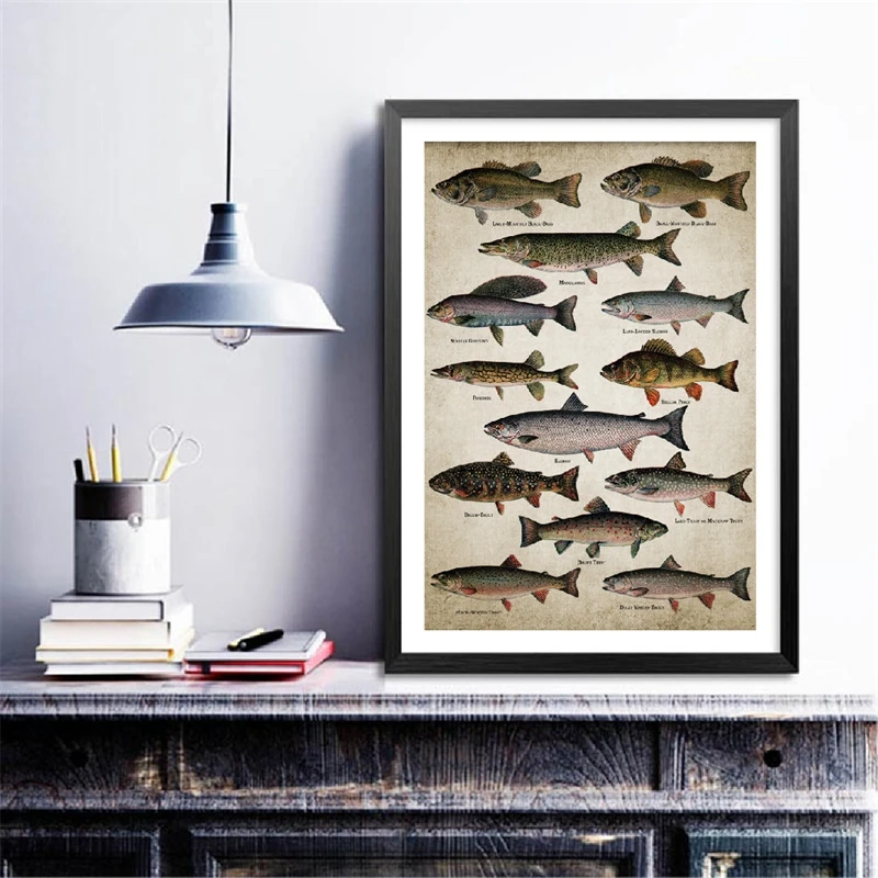 Fishing-Angling-Wall-Art-Canvas-Posters-Prints-Breeds-Of-Fish-Painting-Freshwater-Fish-Wall-Picture-for (2)