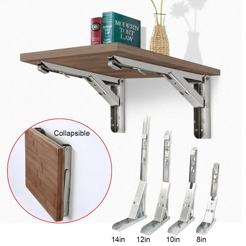 

2PCS Triangle Folding Angle Bracket Heavy Support Adjustable Wall Mounted Bench Table Shelf Bracket Furniture Hardware