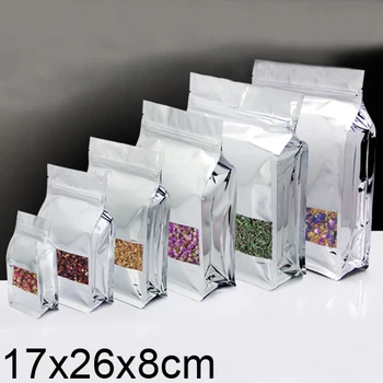 

Aluminum film Zip Lock Stand up Pouch Packing Bag with window 17x26x8cm 50pcs/lot