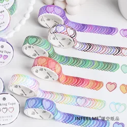 100Pcs/Roll Loving Heart Washi Tape Decorative Masking Morandi Color Scrapbooking Diary Paper DIY Stickers Album decoration