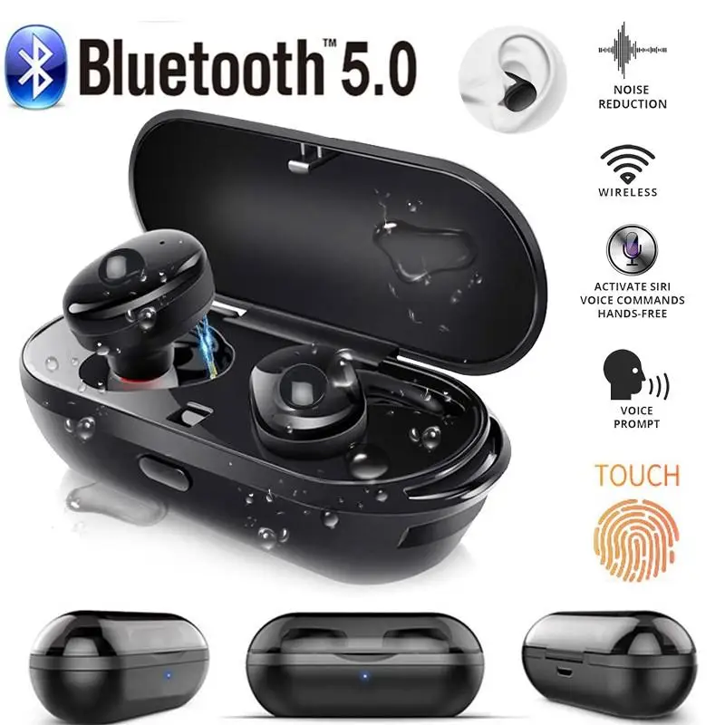 Ottwn TWS Беспроводные Bluetooth 5,0 мини наушники спортивные наушники 3D стерео звук водонепроницаемые наушники с микрофоном и зарядным устройством