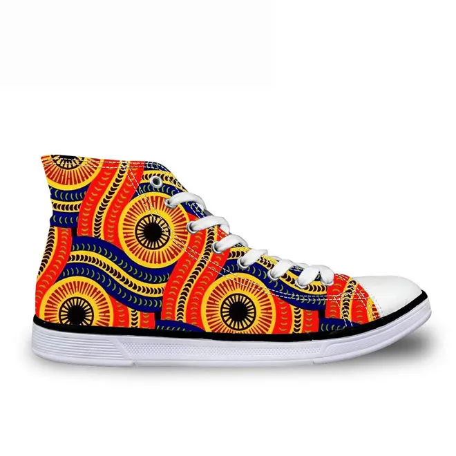 WHEREISART Fashion African Canvas Shoes for Women High Top Lace-up Vulcanize Shoes Woman Spring Casual Shoes Sneakers Girl - Цвет: T0428AK