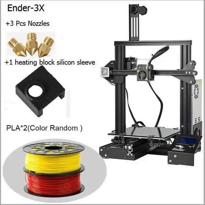 

Creality 3D Printe Ender-3/3Pro/3X with 3Nozzle/2PLA/ Silicone r DIY Kits Assembly V-Slot large size MK-10 Patent
