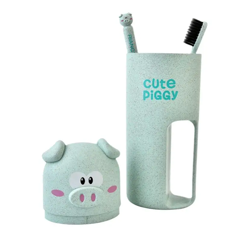 

OUNONA Cute Toothbrush Case Cup Portable Washing Cup Toothbrush Case Cover with Two Toothbrushes for Travel Hiking Camping
