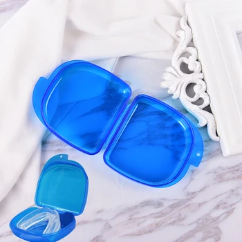 

1Pc Blue Color Orthodontic Dental Retainer Storage Box Case Plastic Denture Tray Box Teeth Container Denture Bins 8.5 * 8 * 3cm