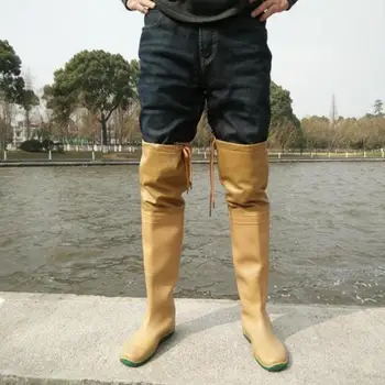 

Fashion Over The Knee Thigh High Rain Boots Women Fields Transplanting Shoes Waterproof Rubber Boots Men Fishing Shoe TPR Sole