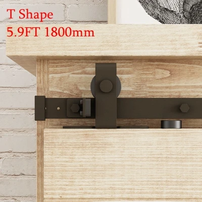 T Shape 5.9FT 1800mm Деревянный шкаф мини раздвижные двери сарая аппаратный комплект двери сарая подвесной рельс для Тумба для телевизора стенд шкаф двойная дверь(без шкафа - Color: T Shape 5.9FT 1800mm