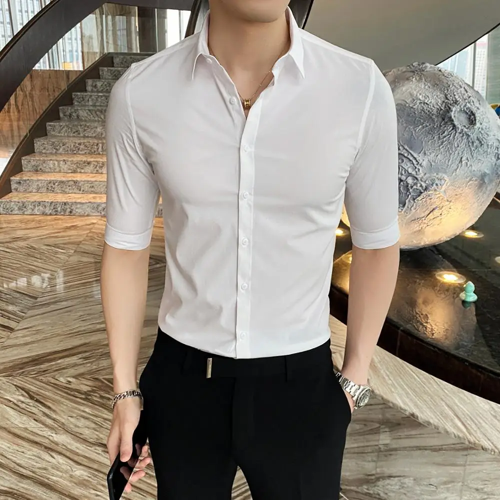 British Style Summer Office Shirt Men 