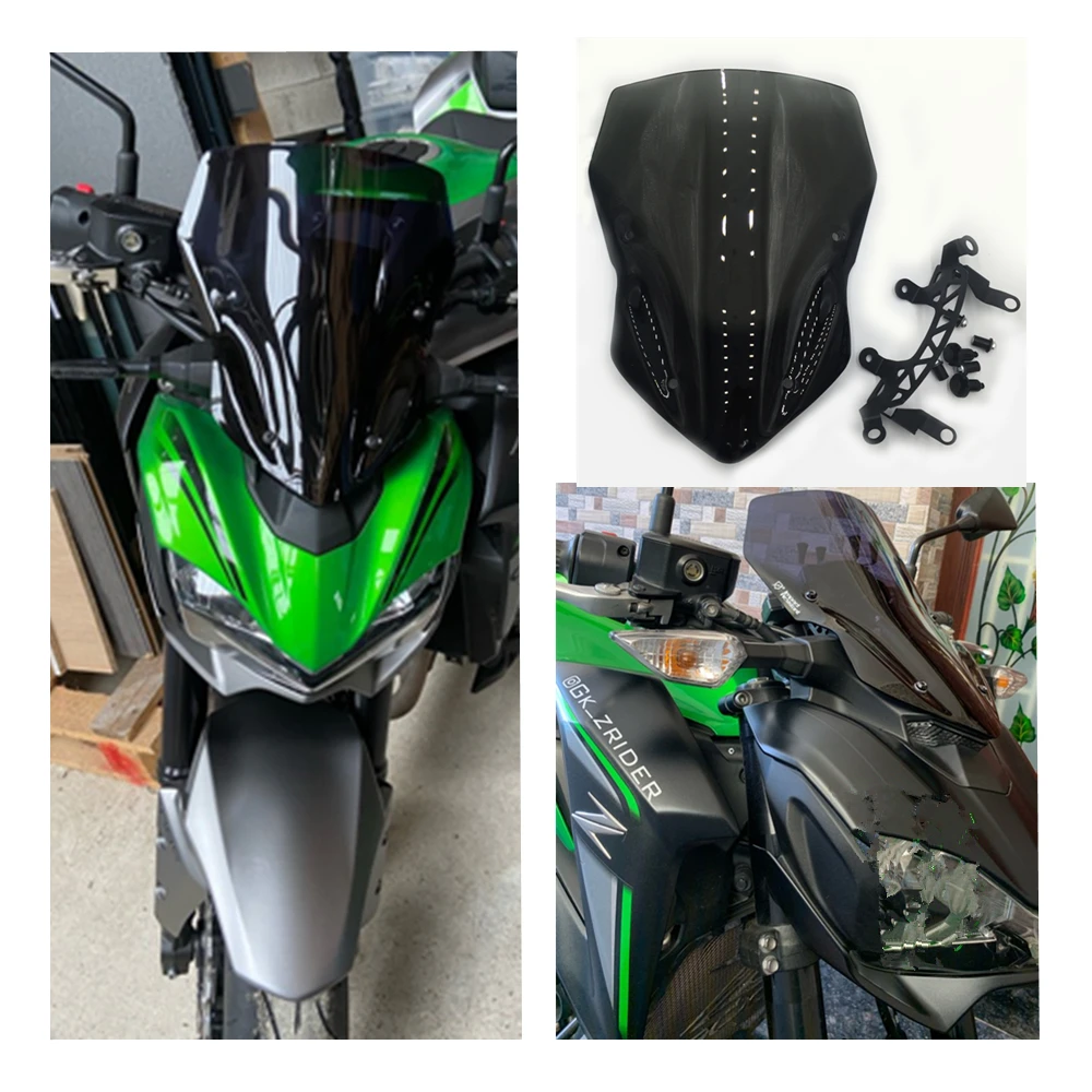 

Motorcycle For Kawasaki z900 Windshield Wind Deflectore Windscreen 2017-2018-2019 Smoke Black High Quality Spoiler