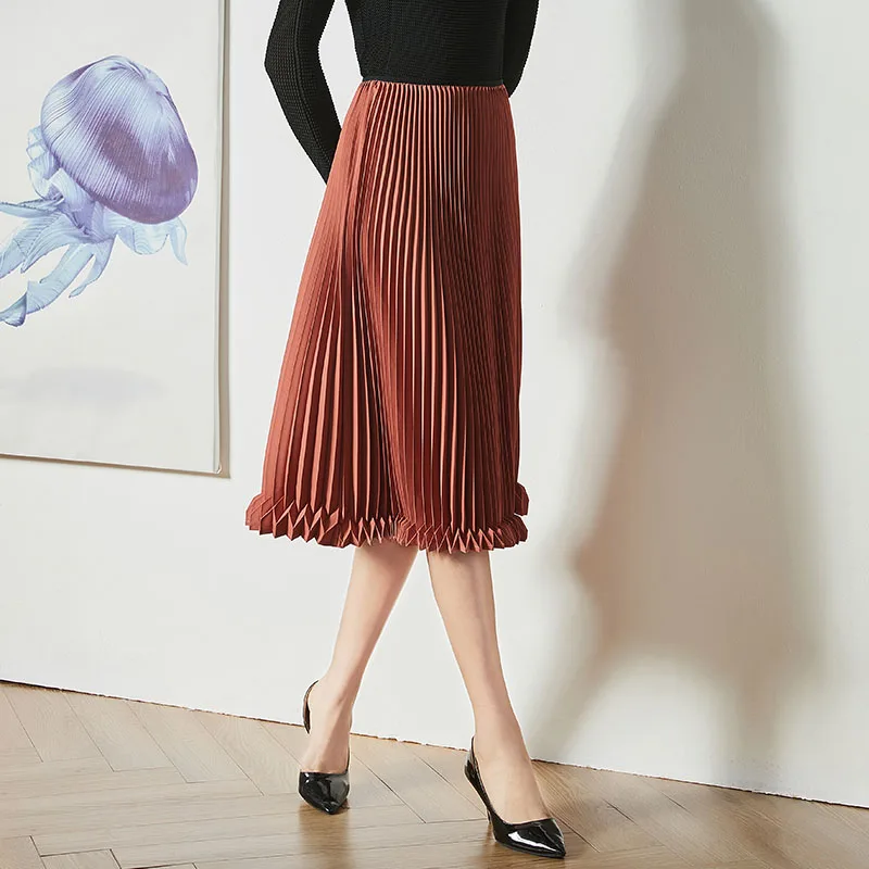 

Fold Art Skirt Spring and autumn The 2019 paragraph Out of the ordinary Fashion Sense of design Fold Skirt